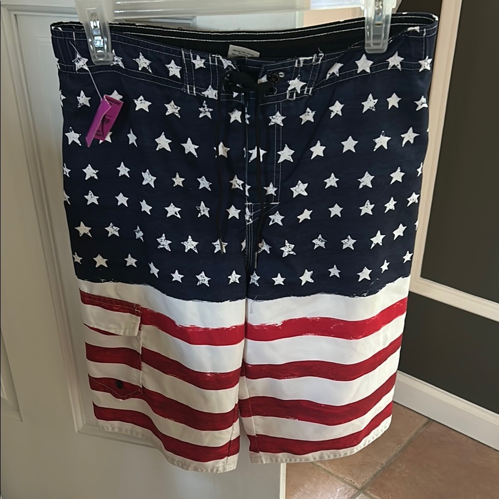 Youth Patriotic Swim Trunks large